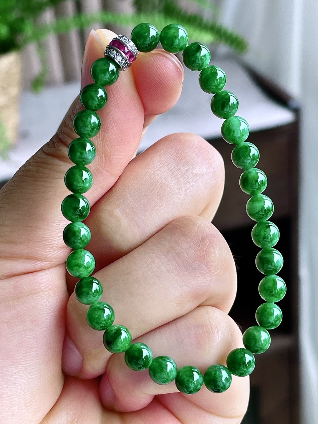 冰阳绿手串圆珠珠子手串性比高