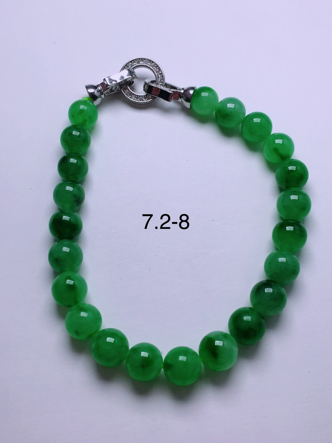 冰种绿珠子手链，晶莹剔透，新颖时尚，7.2-8