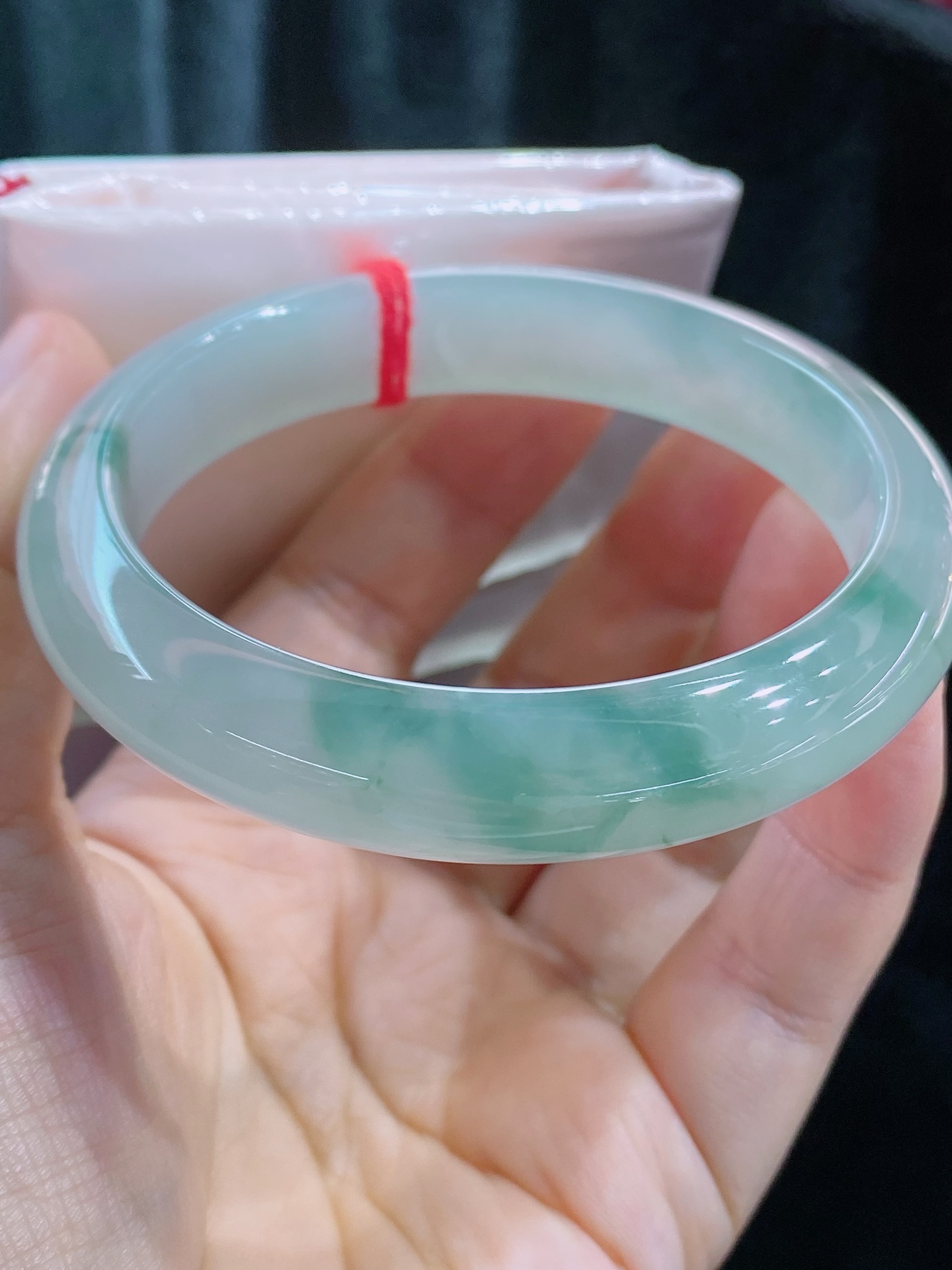 【老坑冰种飘花】正圈手镯，种水，种老通透，无裂，品质，尺寸57/11.7/7.8，B135-802