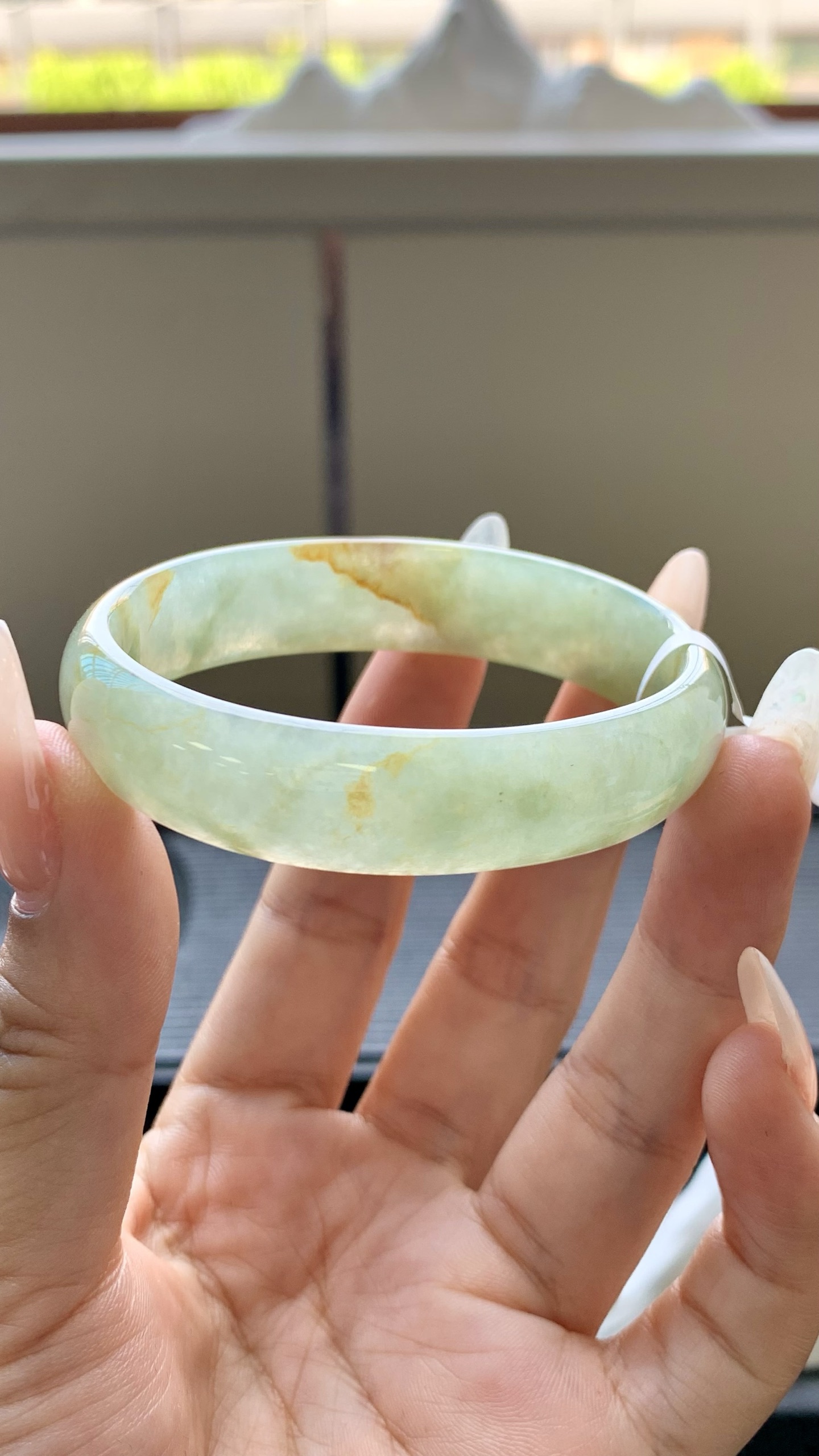 冰晴飘黄翡贵妃成品 HY-7163 尺寸：57.5-11-11