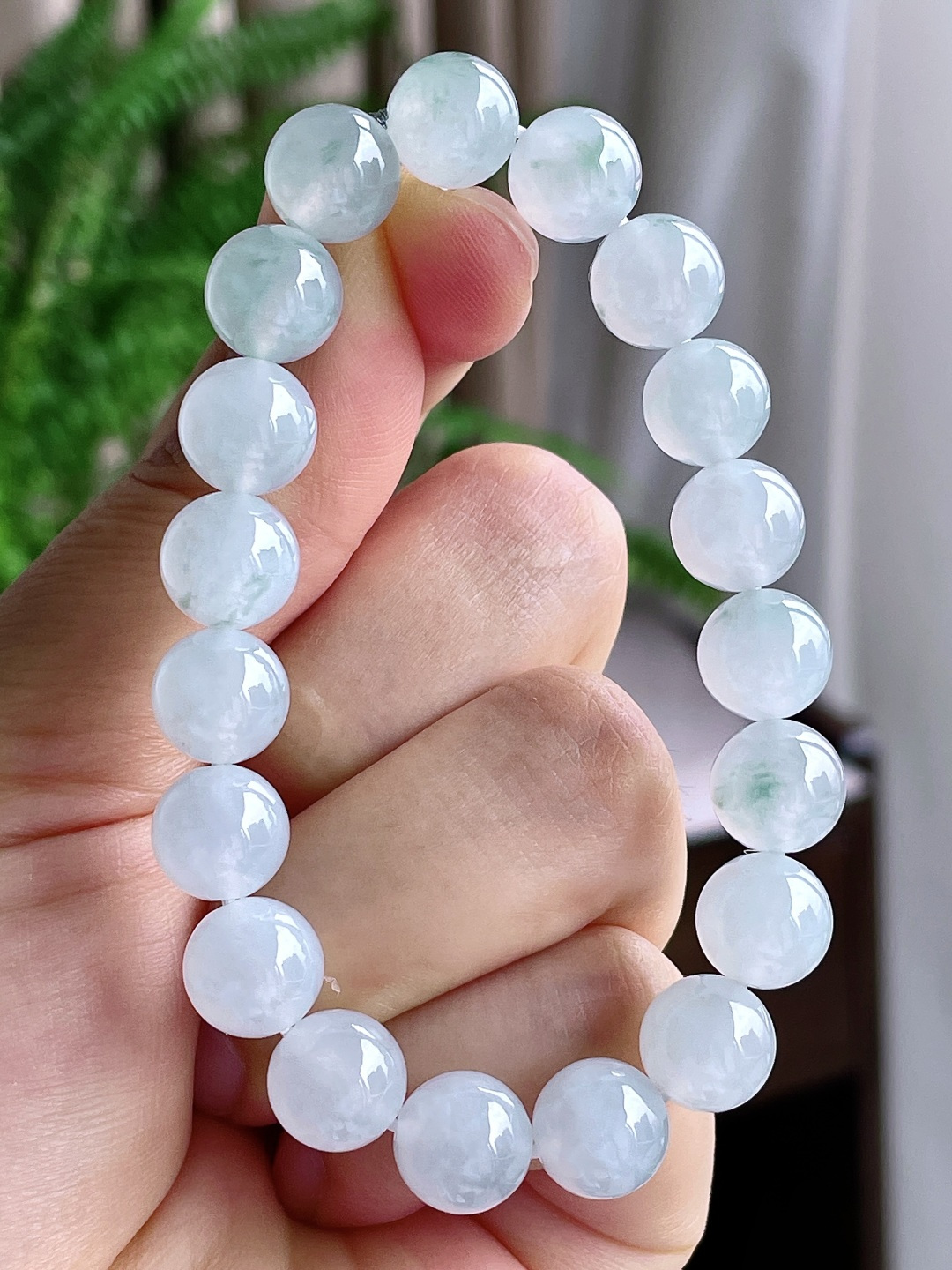 【珠子】冰飘花手串圆珠珠子手串【说明】性比高【尺寸】9.5mm【重量】32.8克