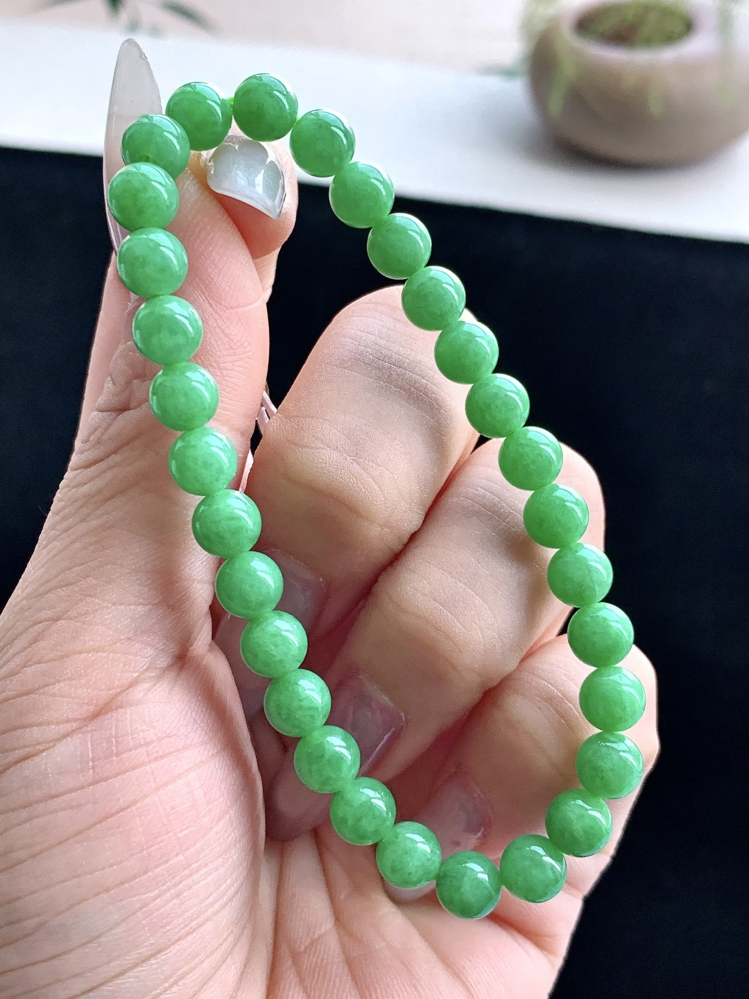 ️阳绿手串圆珠子手串 性比高