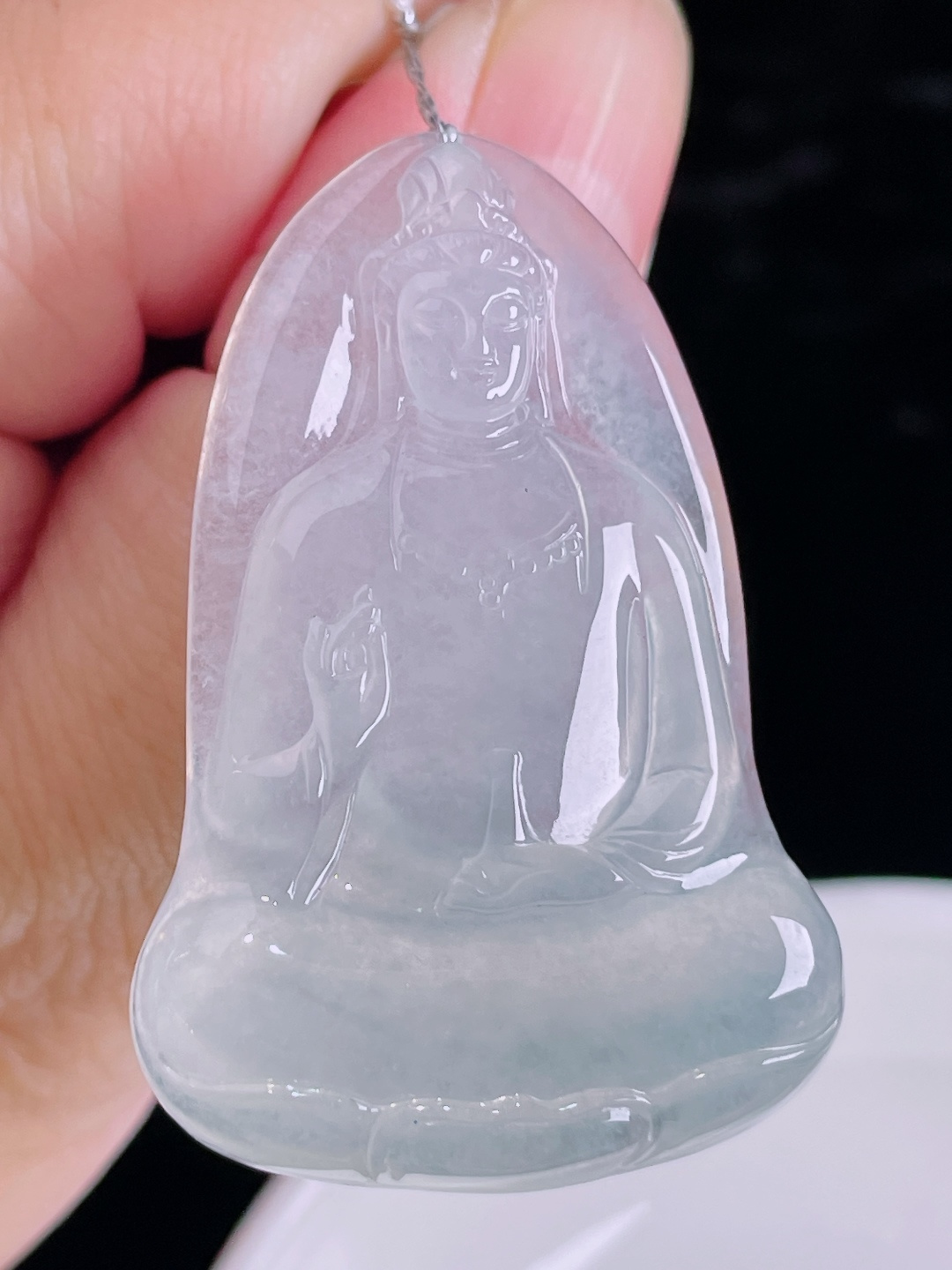 ️素衣观音，老种起光，细底通透，尺寸：46.3/31/5.8mm0912