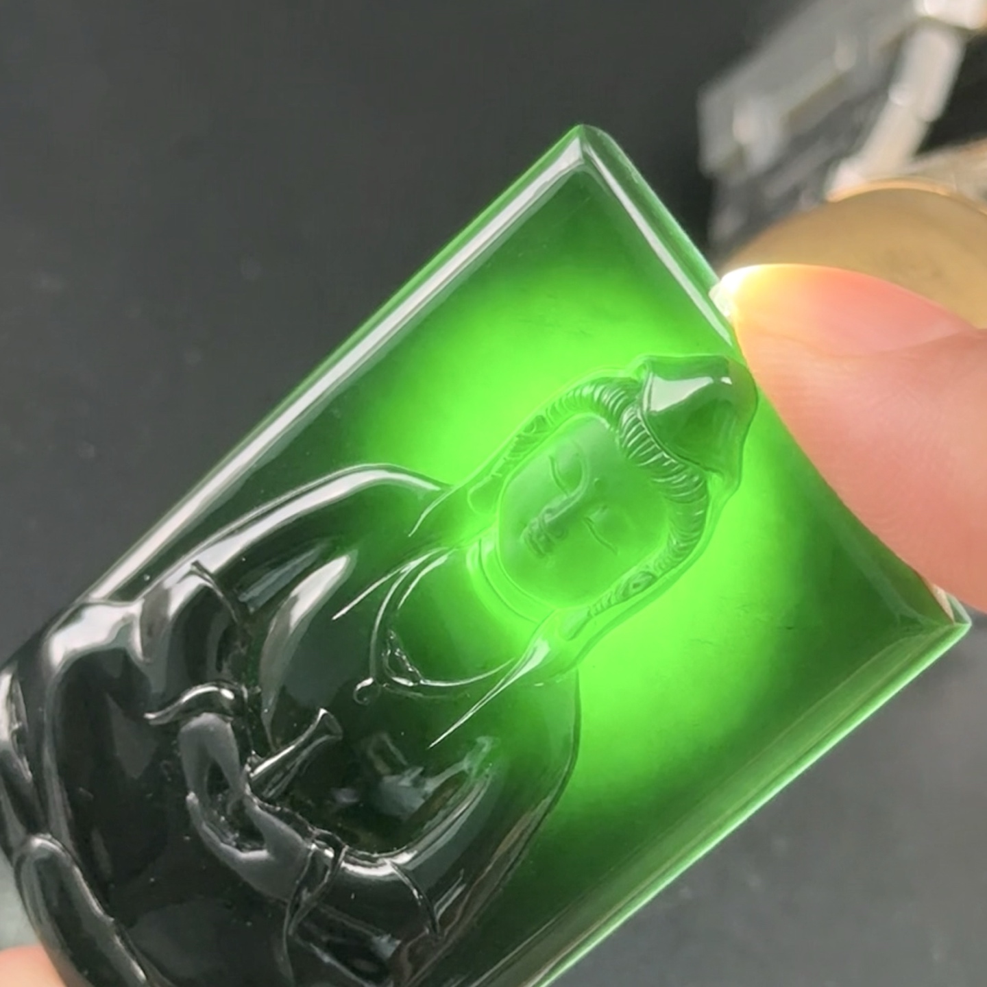 ️ 精品墨翠观音牌 种好色正 黑度极好 打灯通透 油性十足