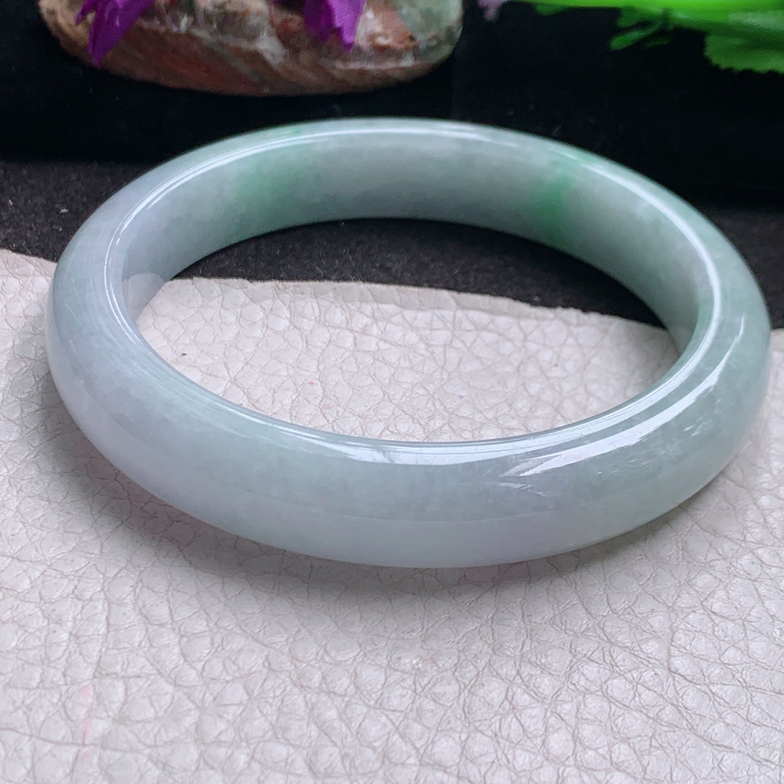 jx大圈口63.8*12.6*8.8平安镯 缅甸翡翠a货玉手镯精美清新宽边玉手环
