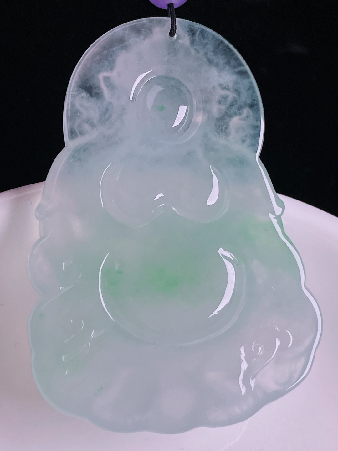 冰绿观音，老种起光，细底通透，尺寸：52.7/37.6/7mm0912