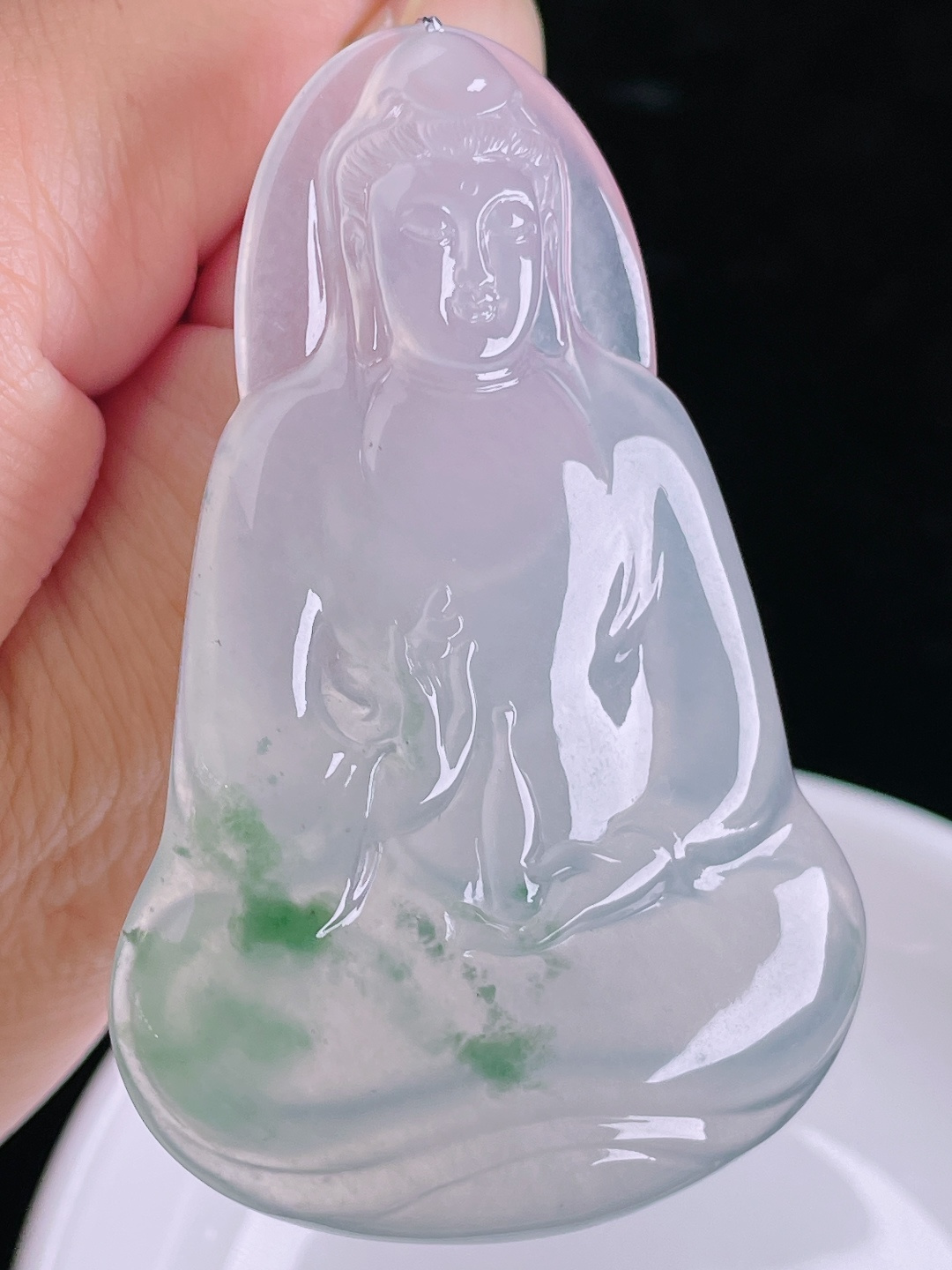 ️飘花素衣观音，老种起光，细底通透，尺寸：65.3/43.4/6.3mm0912