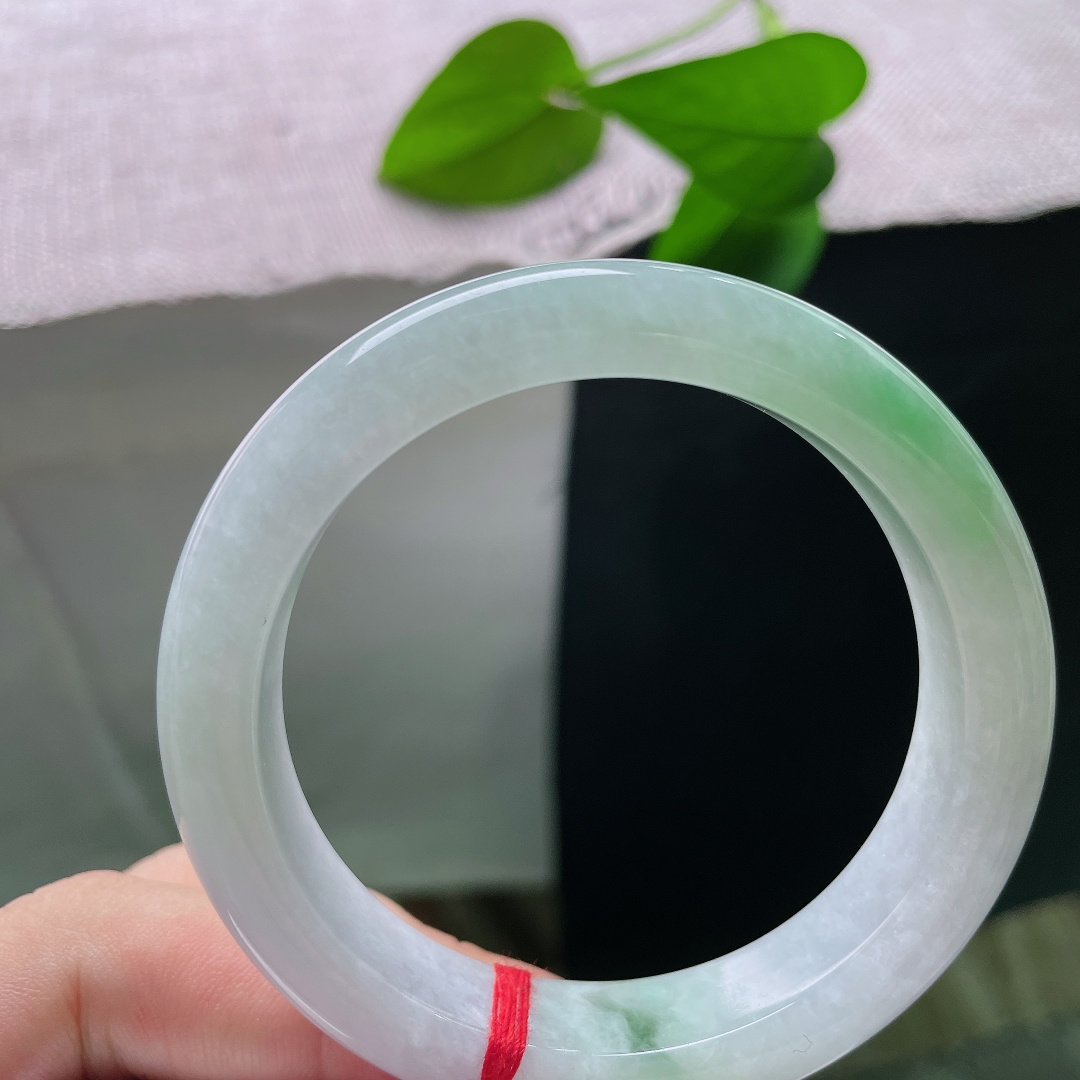 53.6/11.7/8.8，飘绿正圈，晶体纹，柔光漫过镯身，紫韵朦胧，翠影依稀，如观一幅淡墨浅染的春