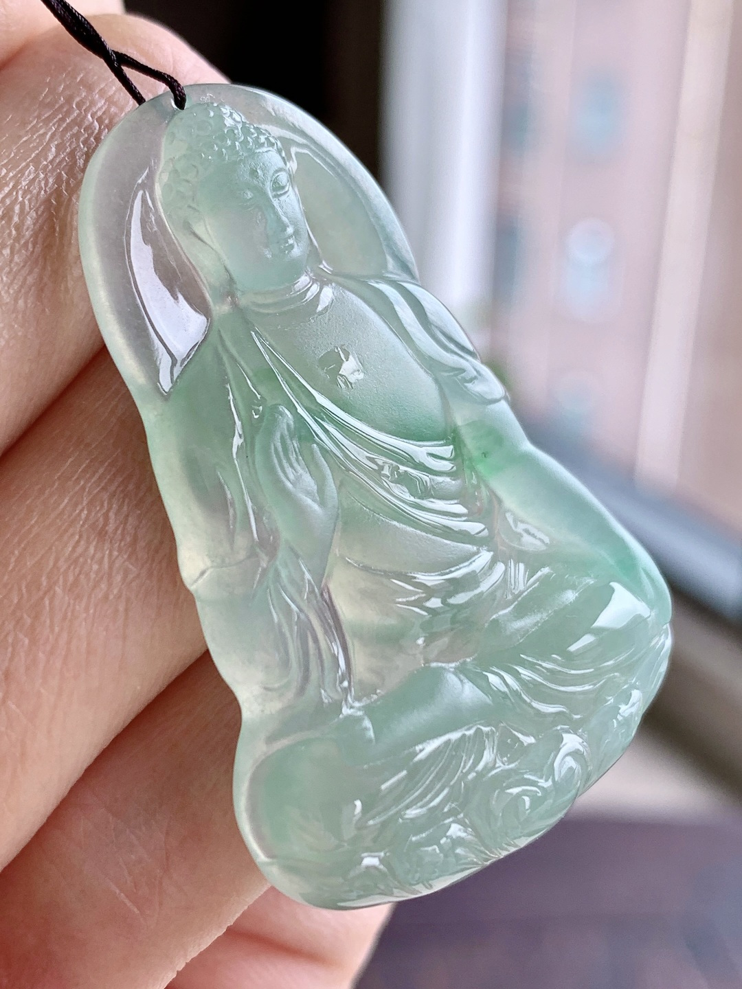 【裸石】🫧冰飘绿花阿弥陀佛牌吊坠【说明】缅料 性比高  飘花【尺寸】45-29.7-5【重量】12.6克