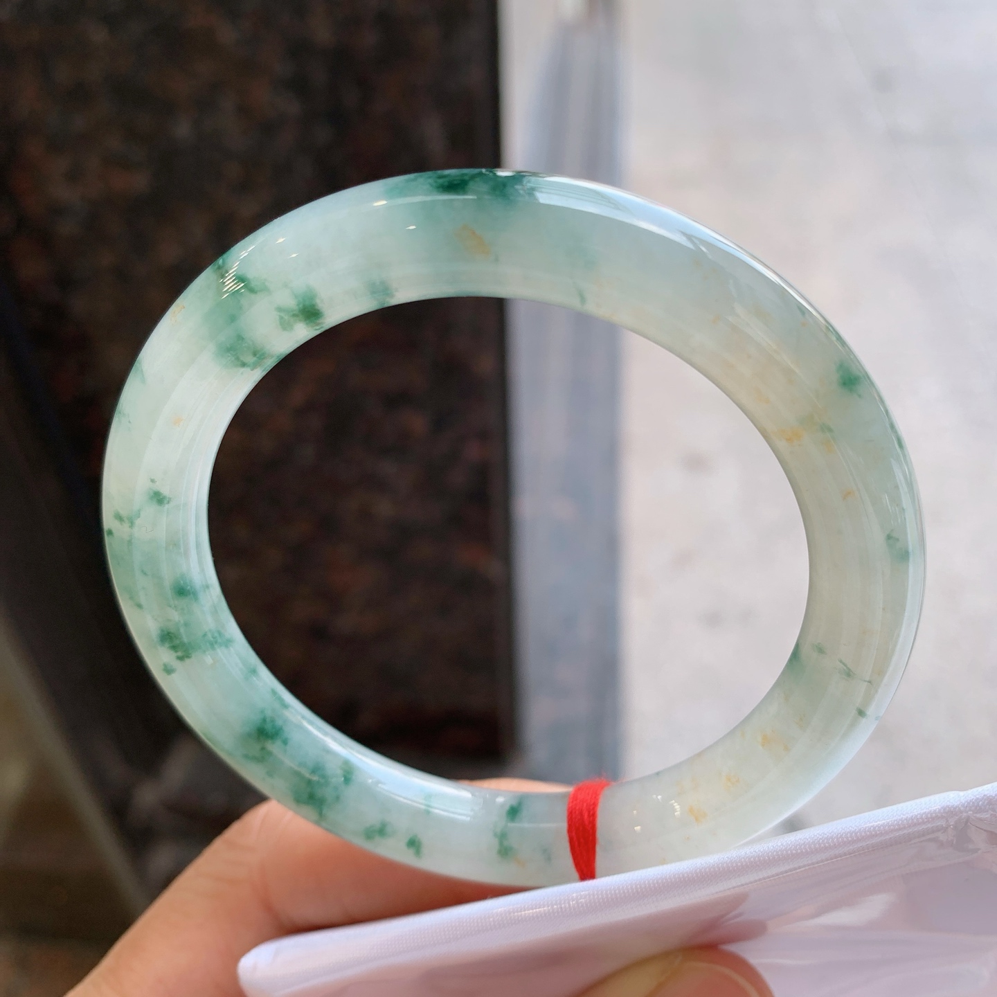 圆条飘花带黄翡 微细纹 细腻