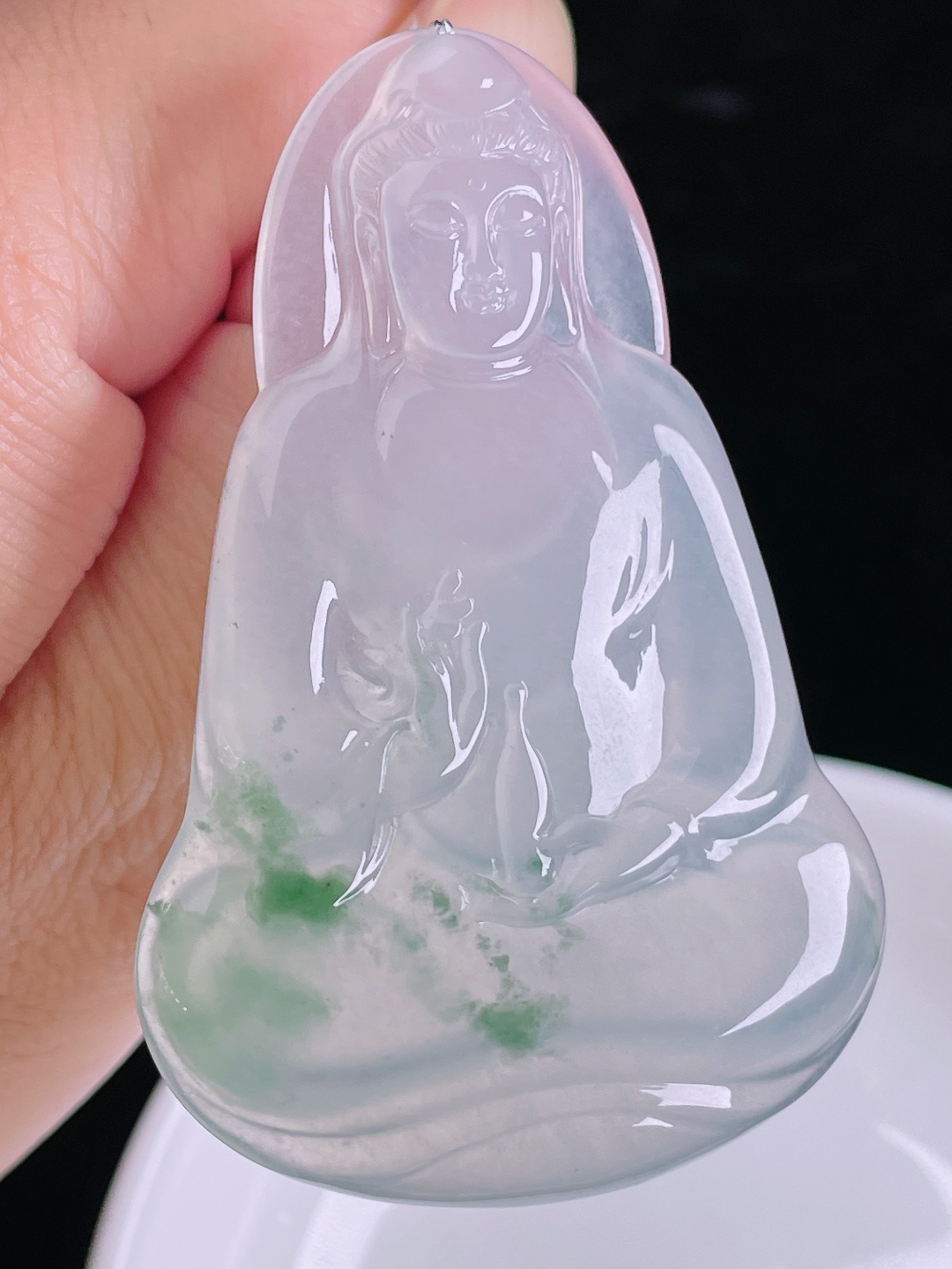 ️飘花素衣观音，老种起光，细底通透，尺寸：65.3/43.4/6.3mm0912