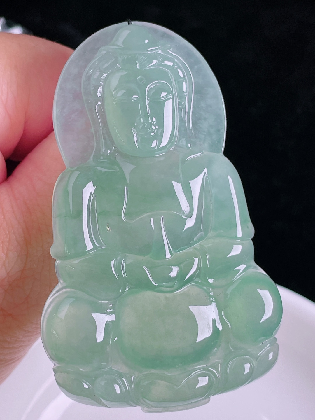 ️晴水观音，老种起光，细底通透，尺寸：68.3/43/6.4mm0912