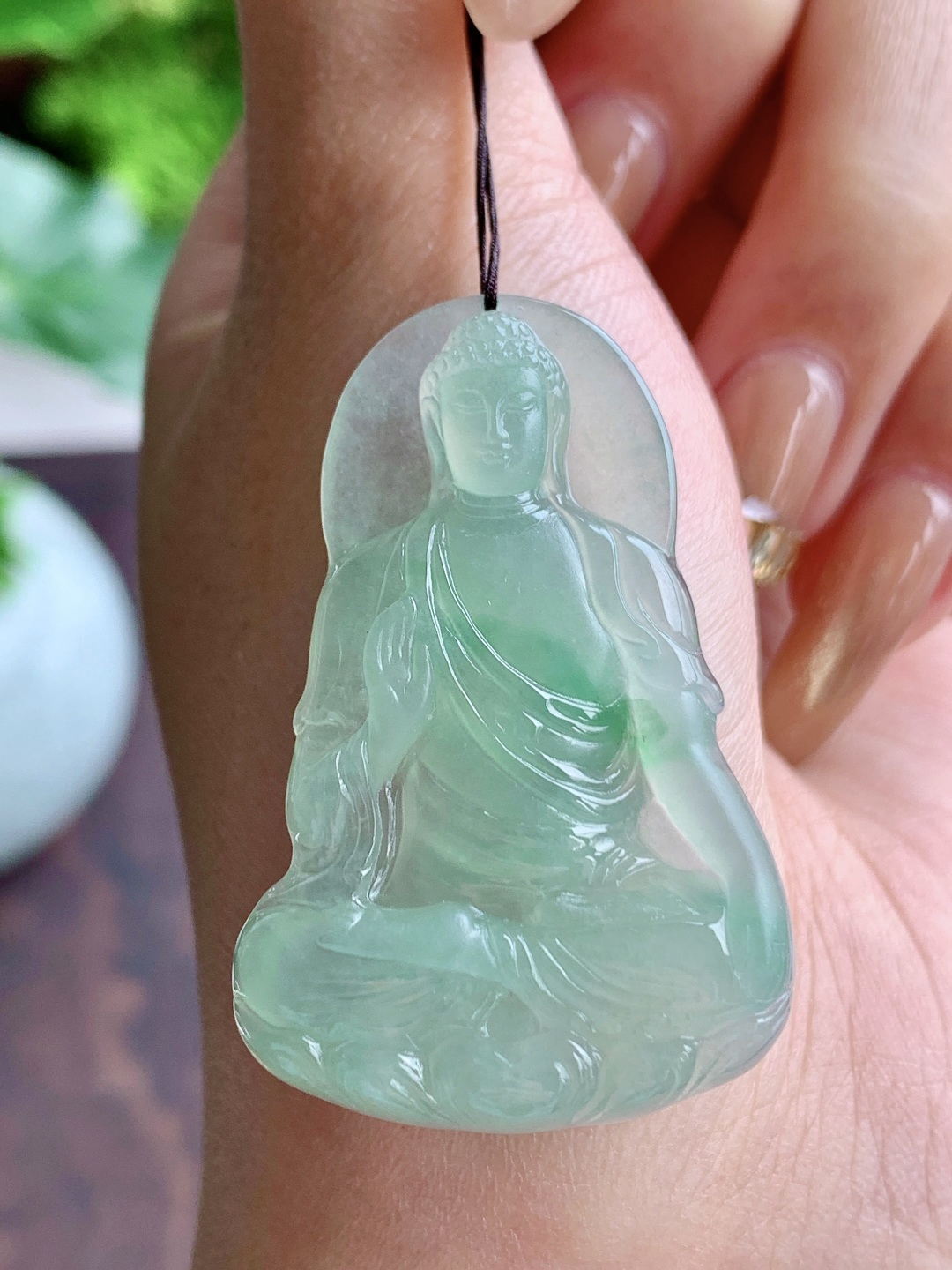 【裸石】🫧冰飘绿花阿弥陀佛牌吊坠【说明】缅料 性比高  飘花【尺寸】45-29.7-5【重量】12.6克