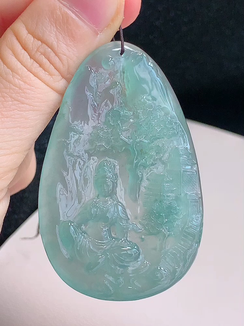 ️ 山水观音，无裂，尺寸57.5-37.1-6.1mm，包A附证书