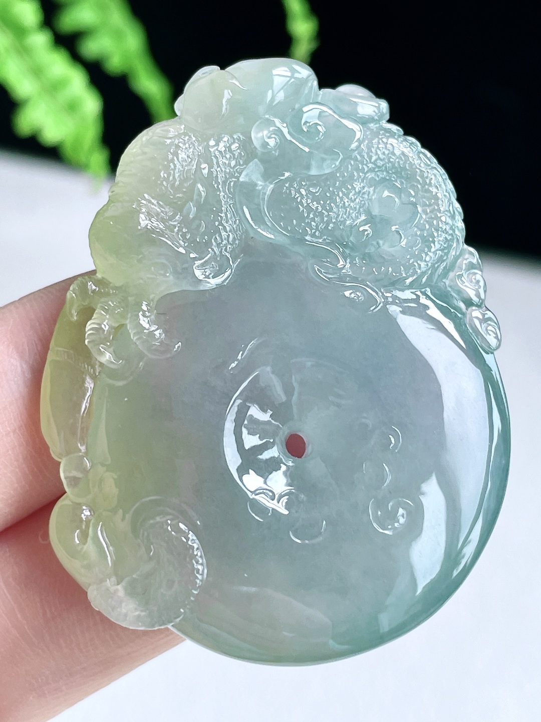 高冰飘黄翡仿古大平安扣貔貅吊坠, 无裂, 性比高, 晴水厚装, 48.2-37.3-9.5, 30克