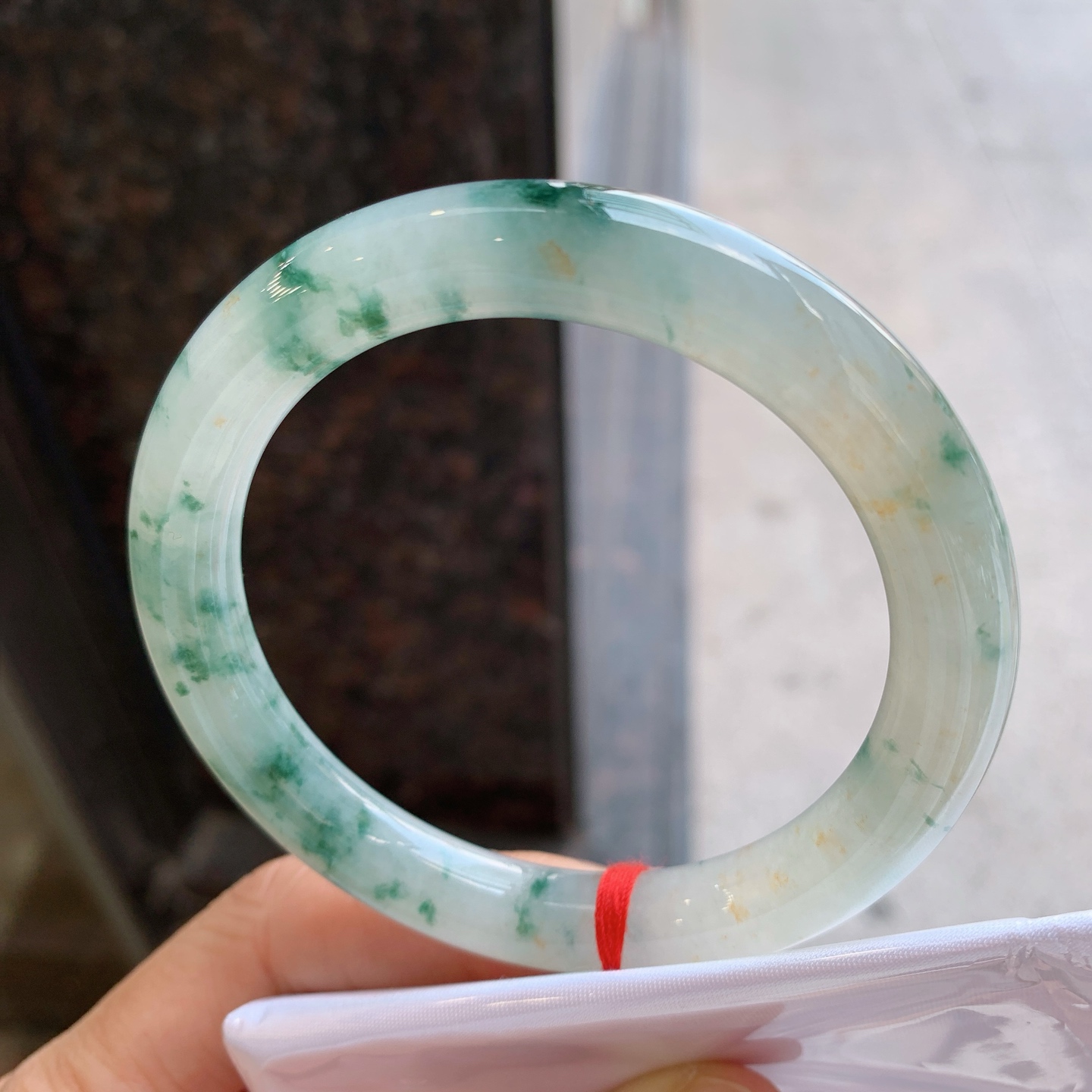 圆条飘花带黄翡 微细纹 细腻