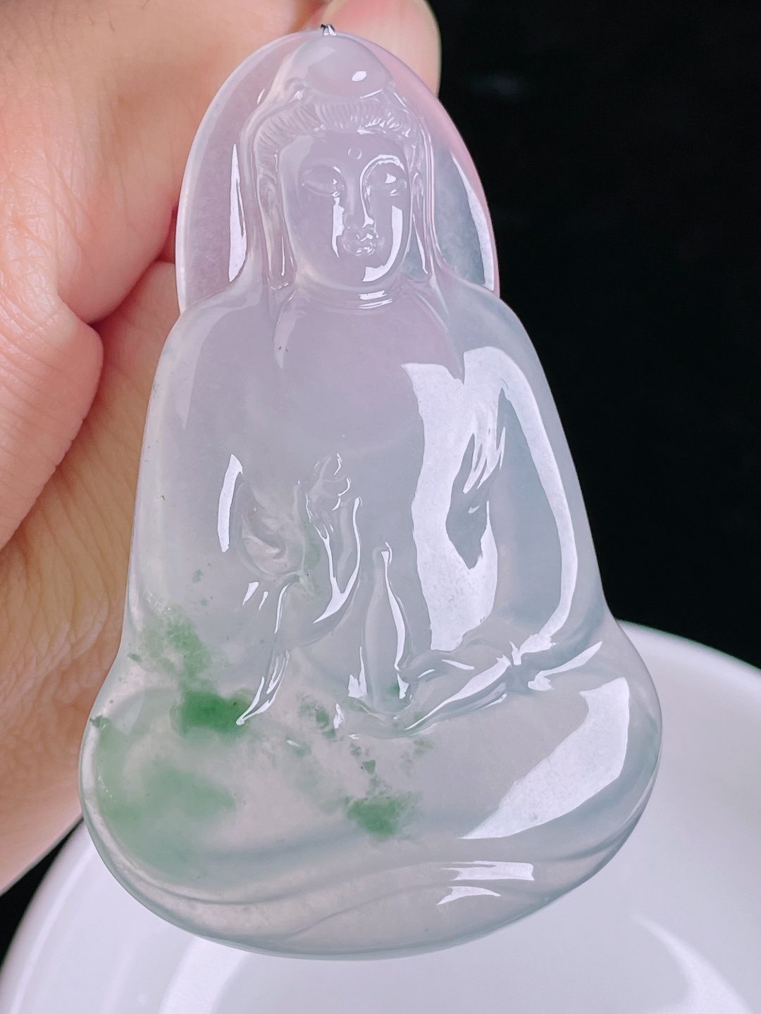 ️飘花素衣观音，老种起光，细底通透，尺寸：65.3/43.4/6.3mm0912