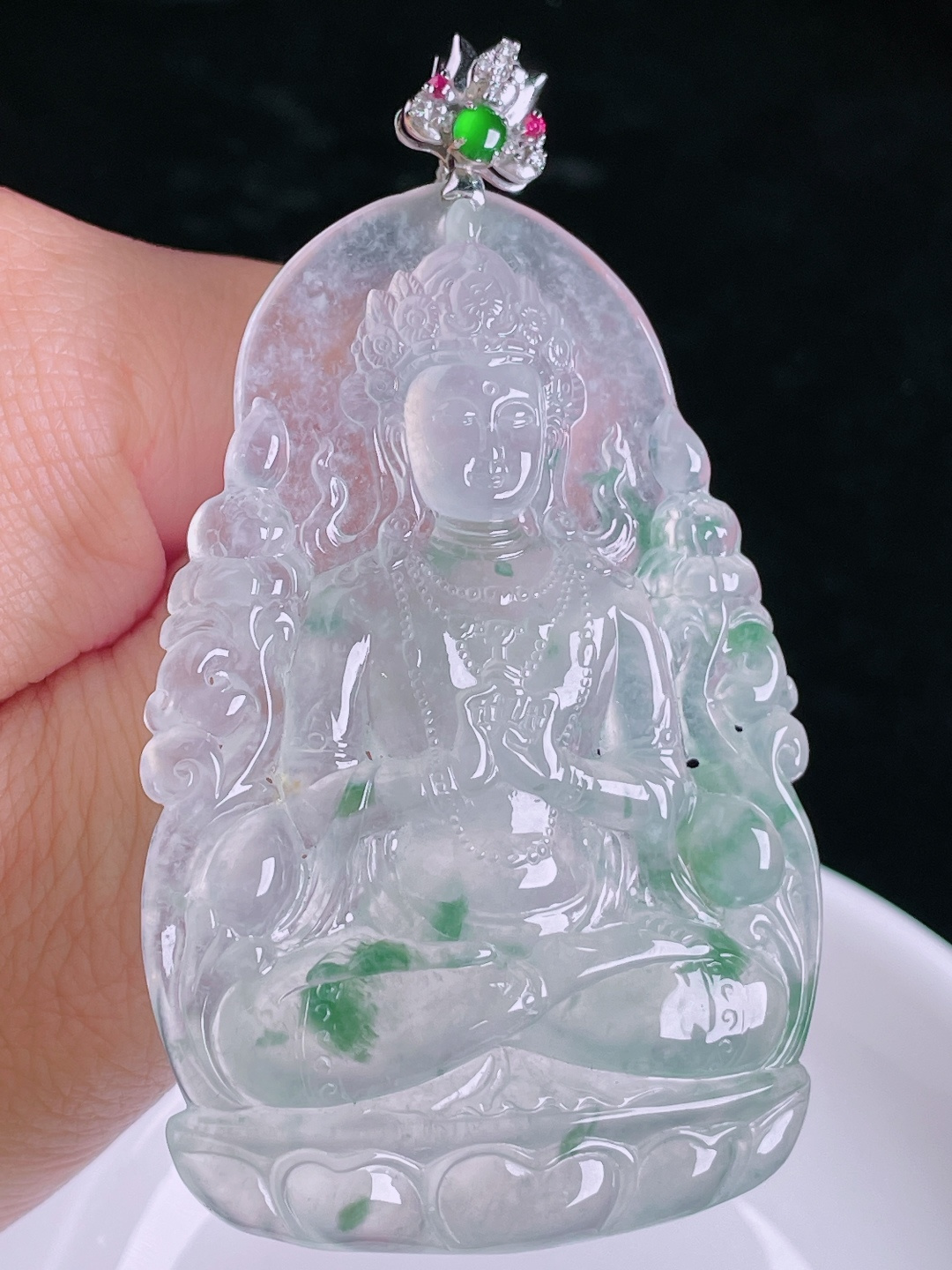 ️度母，18k镶嵌，老种起光，细底通透，尺寸：75裸石65/44.3/6.4mm0912