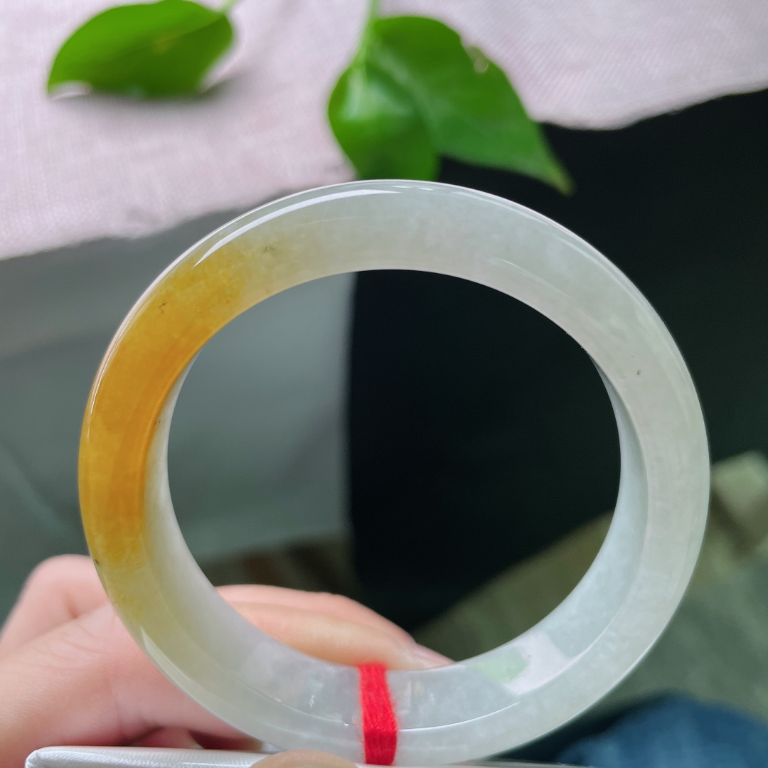 52.6/12.4/7.8黄翡正圈，金辉凝玉，一镯一温柔。上手自带氛围感。洒乌鸡，无裂 ss58893a