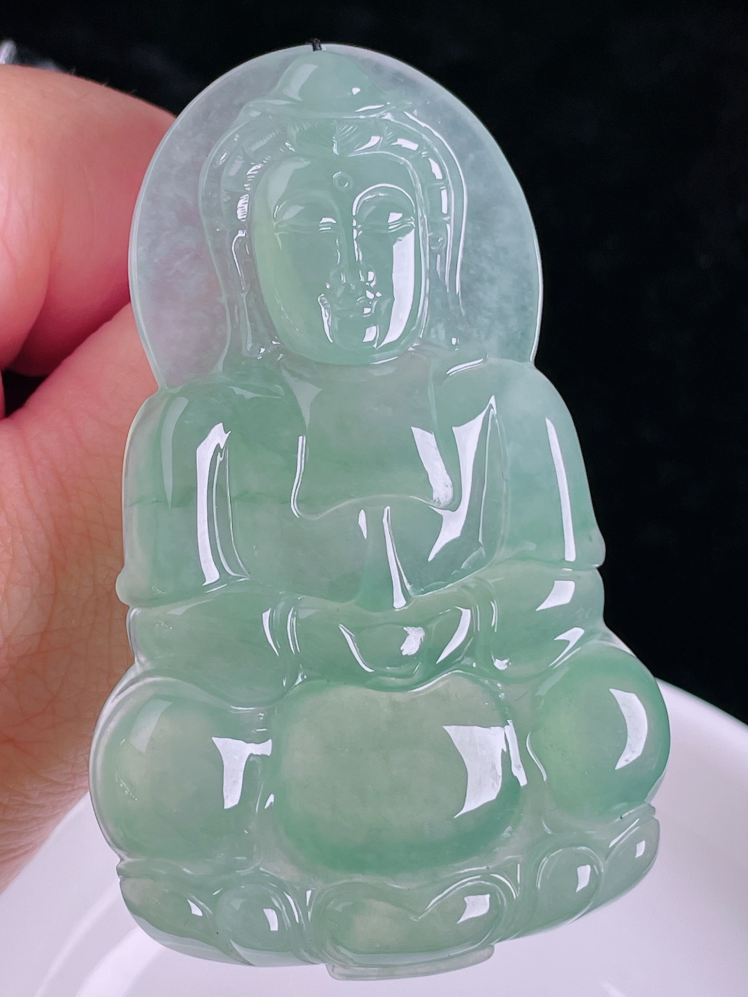 ️晴水观音，老种起光，细底通透，尺寸：68.3/43/6.4mm0912
