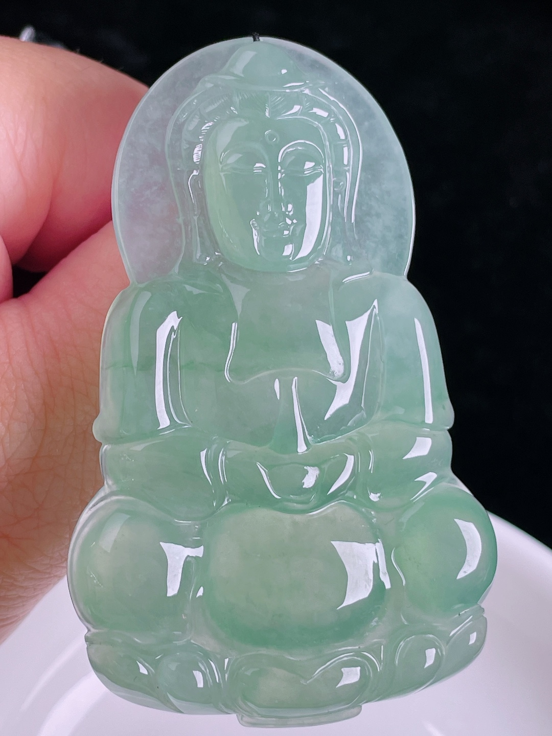 ️晴水观音，老种起光，细底通透，尺寸：68.3/43/6.4mm0912