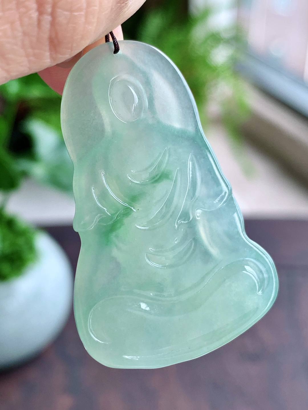 【裸石】🫧冰飘绿花阿弥陀佛牌吊坠【说明】缅料 性比高  飘花【尺寸】45-29.7-5【重量】12.6克