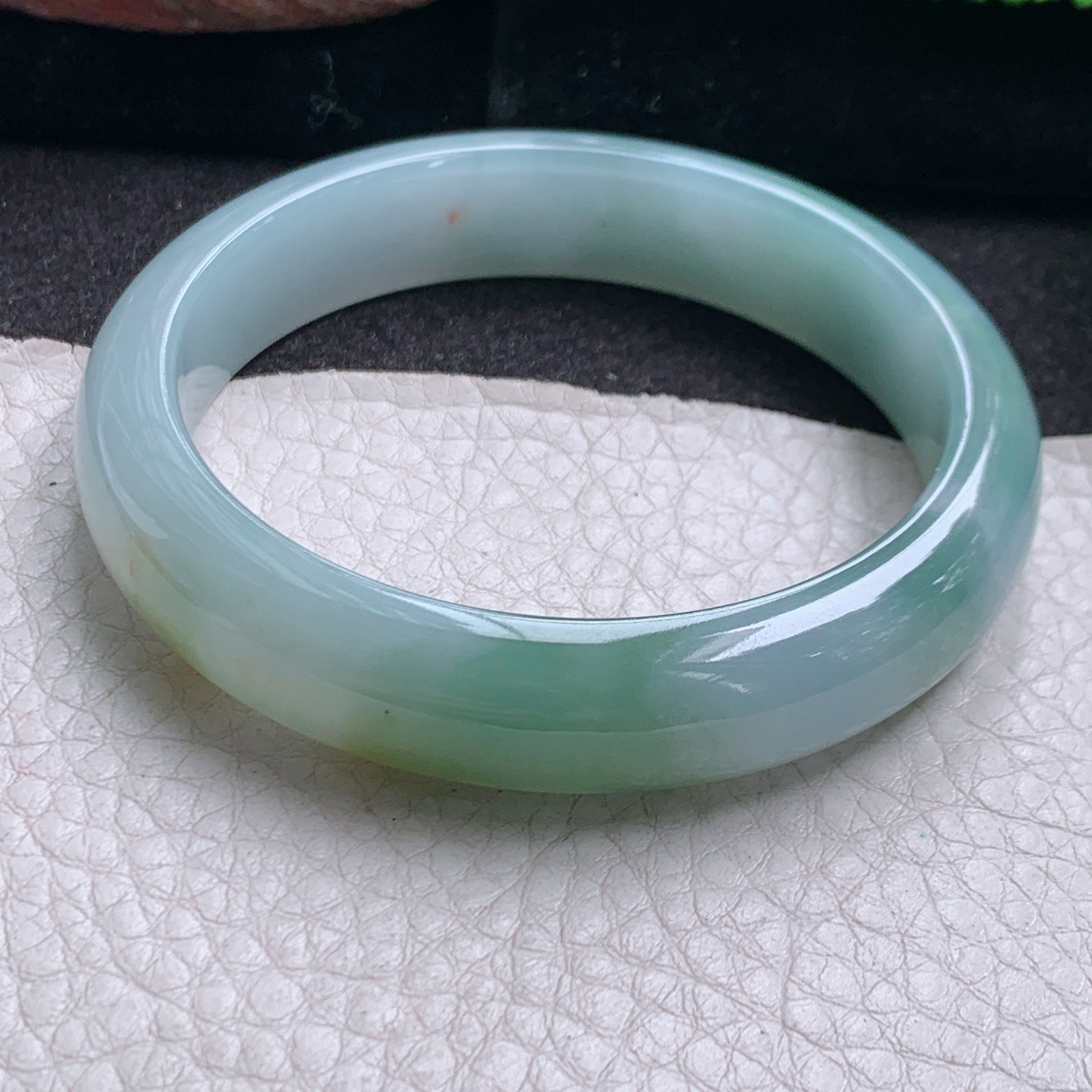 jx自然光55*12.3*7.3招财镯 缅甸翡翠a货玉手镯精美冰双彩宽边玉手环