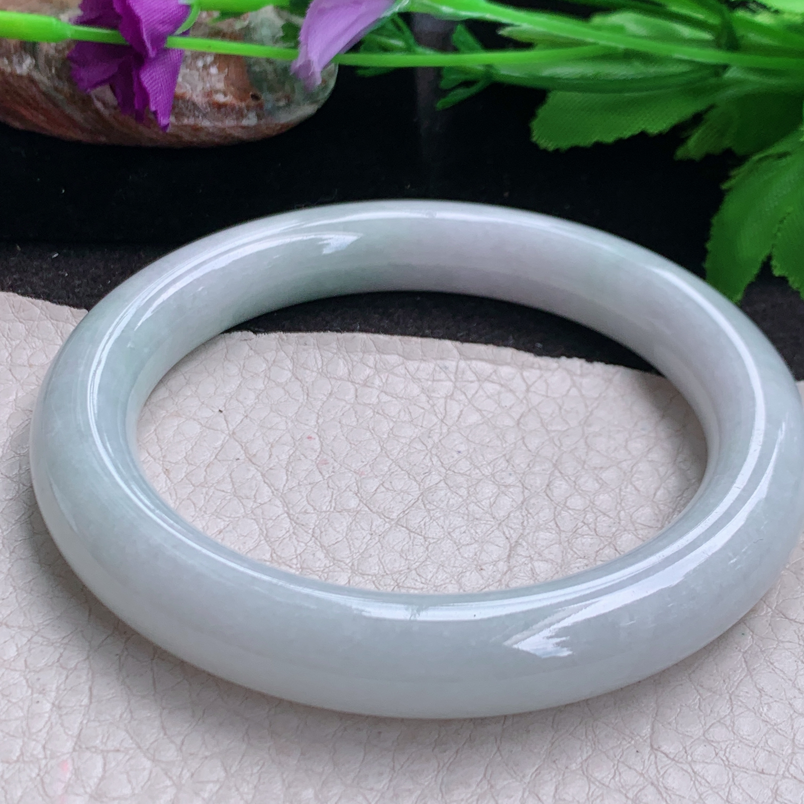 ll实拍62*11美人镯 缅甸翡翠a货玉手镯精美高品质清新圆条玉手环