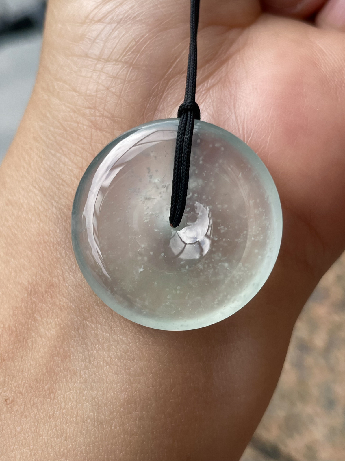 【冰种平安扣】老坑雪花棉，质地非常细腻，冰润十足，种老冰透，收藏品质