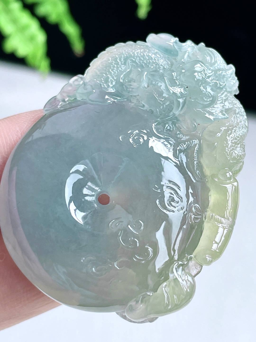 高冰飘黄翡仿古大平安扣貔貅吊坠, 无裂, 性比高, 晴水厚装, 48.2-37.3-9.5, 30克