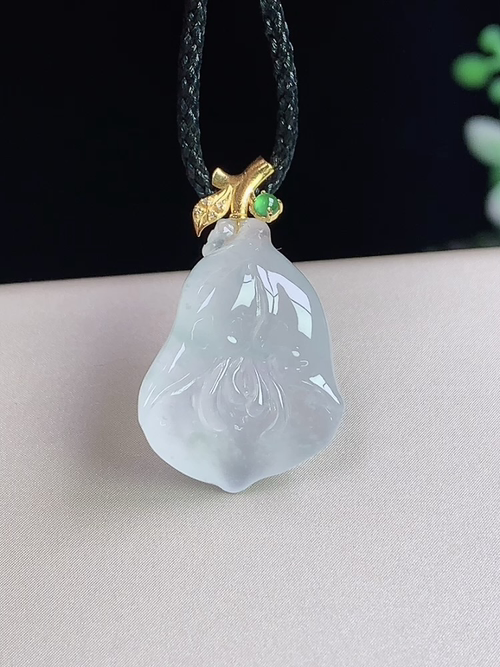 18k金镶冰种玉兰花，无裂，尺寸19.5-14.4-6.9mm，j12lwh6