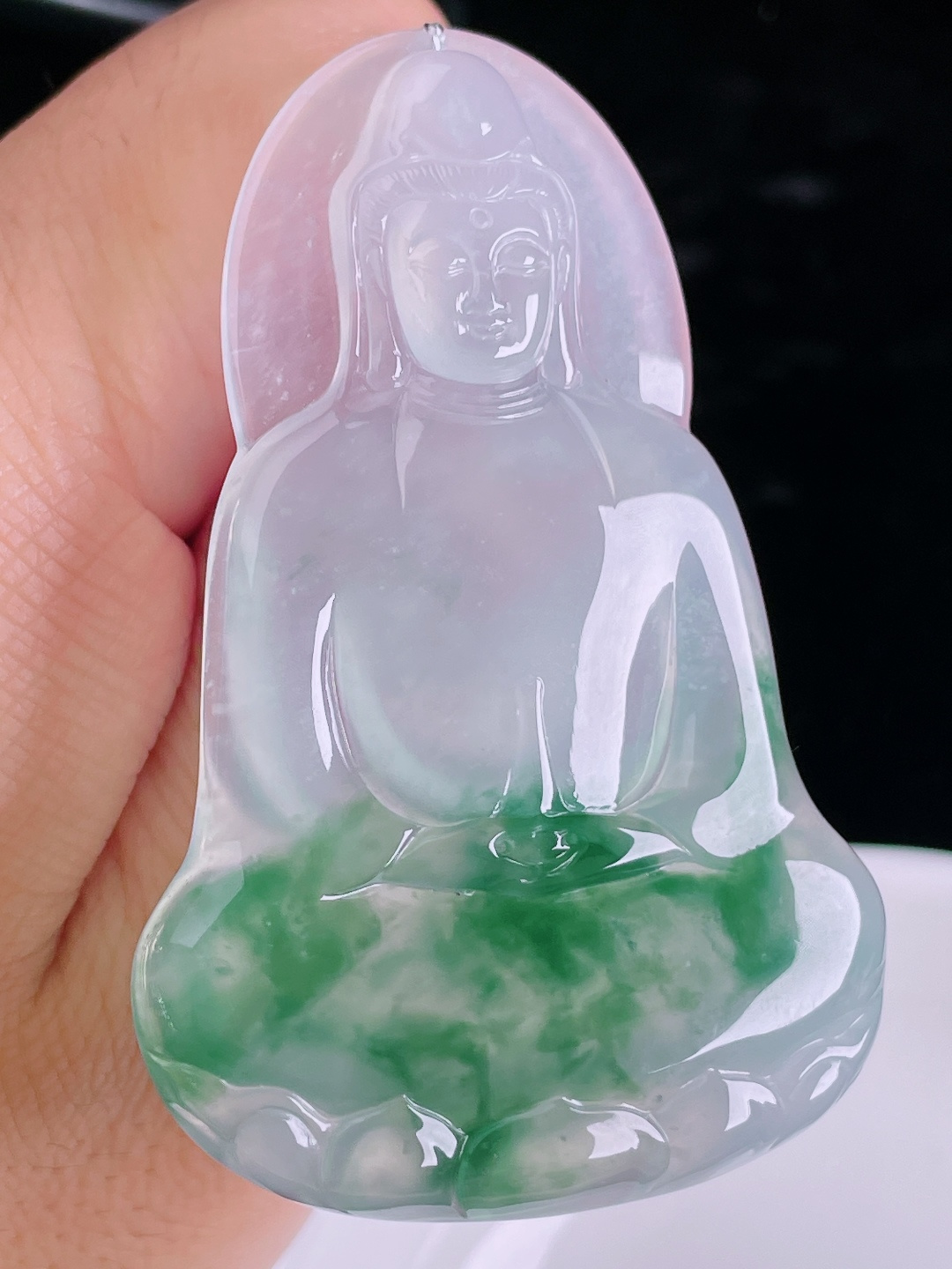 ️飘花素衣观音，老种起光，细底通透，尺寸：65.7/42.6/5.8mm0912