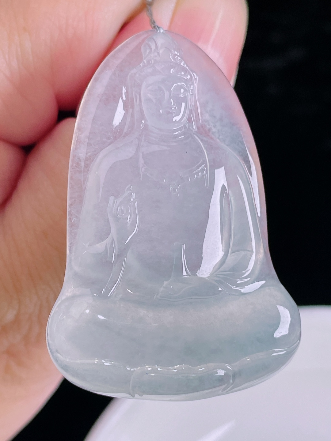 ️素衣观音，老种起光，细底通透，尺寸：46.3/31/5.8mm0912
