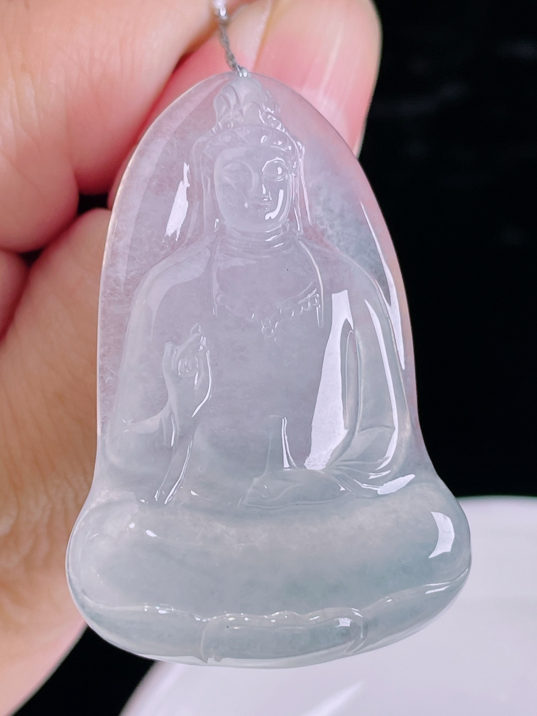 ️素衣观音，老种起光，细底通透，尺寸：46.3/31/5.8mm0912