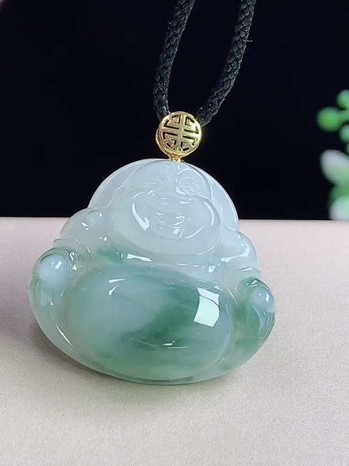 18k金镶飘花佛公，无裂，尺寸24-26.4-6.3mm，j12pa09