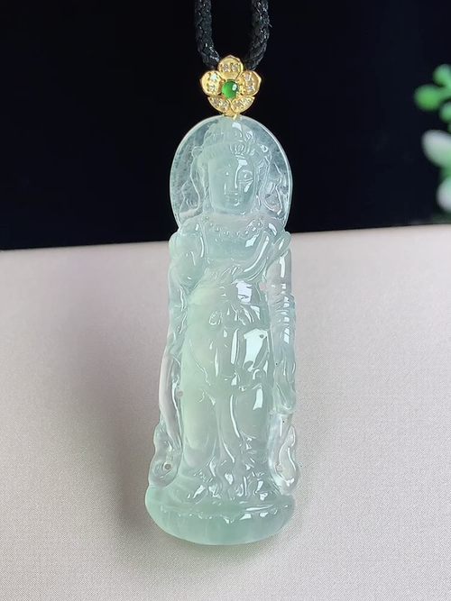 18k金镶冰晴观音，无裂，尺寸41.3-14.3-6.3mm，j12lwh6