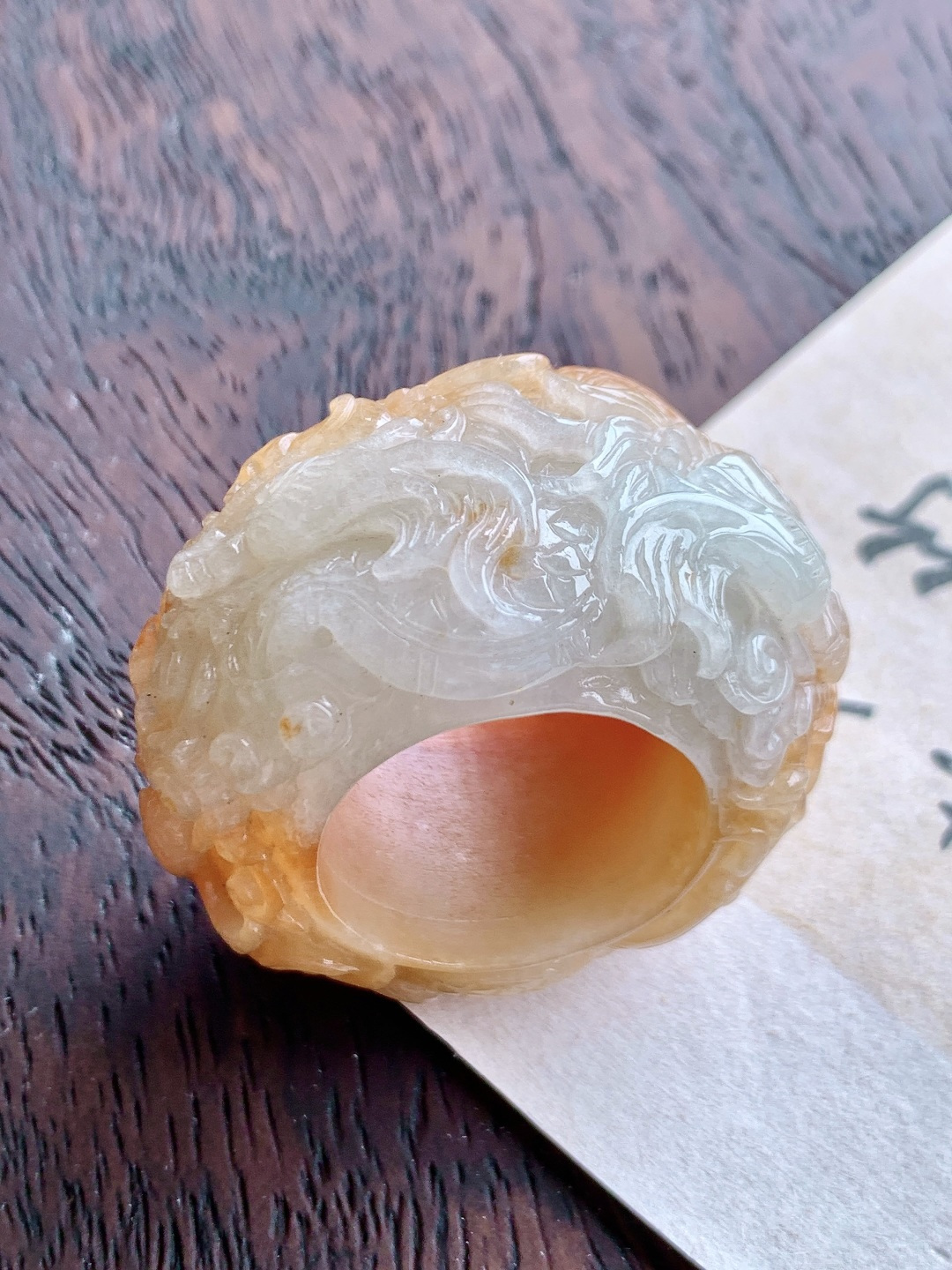 【裸石】🫧飘红翡生肖龙戒圈扳指 【说明】缅甸 性比高 超厚 【尺寸】22-10 【圈口】29号 【重量】50.6克