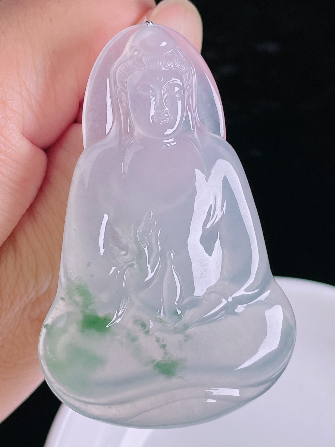 ️飘花素衣观音，老种起光，细底通透，尺寸：65.3/43.4/6.3mm0912