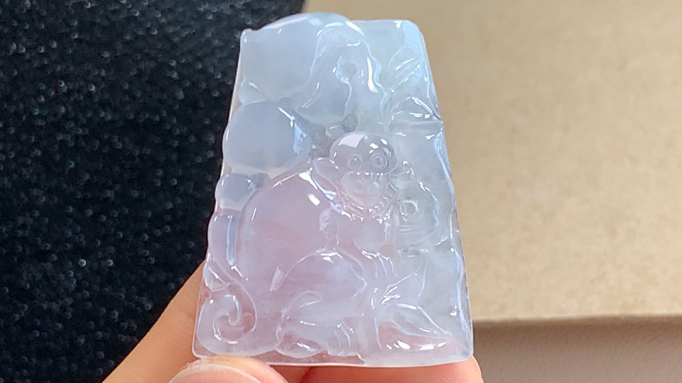 ️ 灵猴献寿，无裂，尺寸36.2-26.2-4.1mm，包A附证书