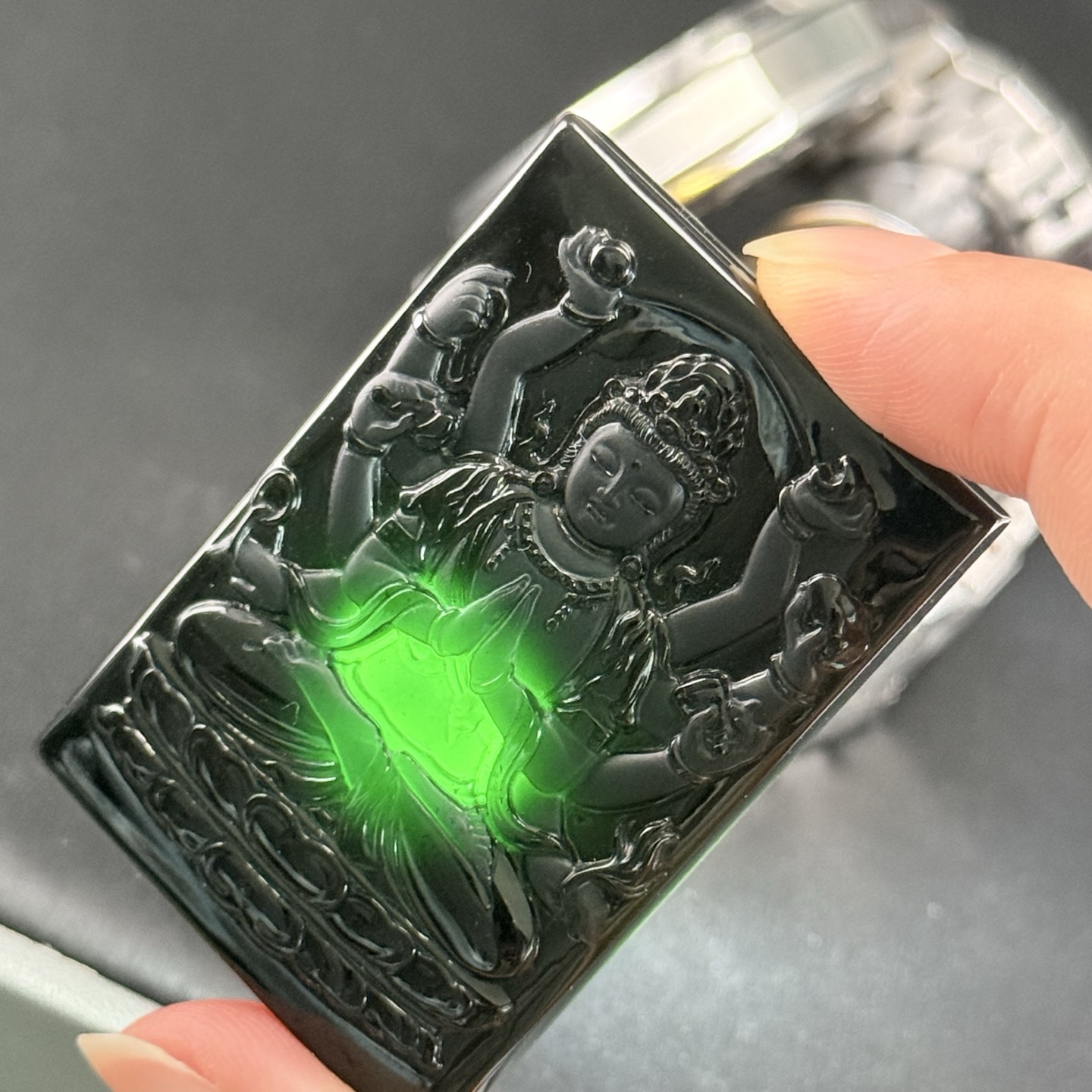 ️ 墨翠千手观音 种好色正 黑度极好 打灯通透 油性十足，53.8-36.4-1.4