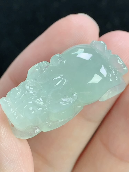 冰种貔貅，无裂，尺寸28.9-14.3-10.9mm，j12apt