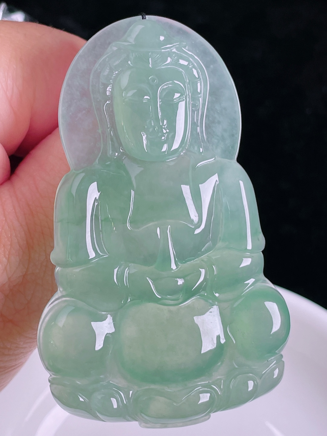 ️晴水观音，老种起光，细底通透，尺寸：68.3/43/6.4mm0912