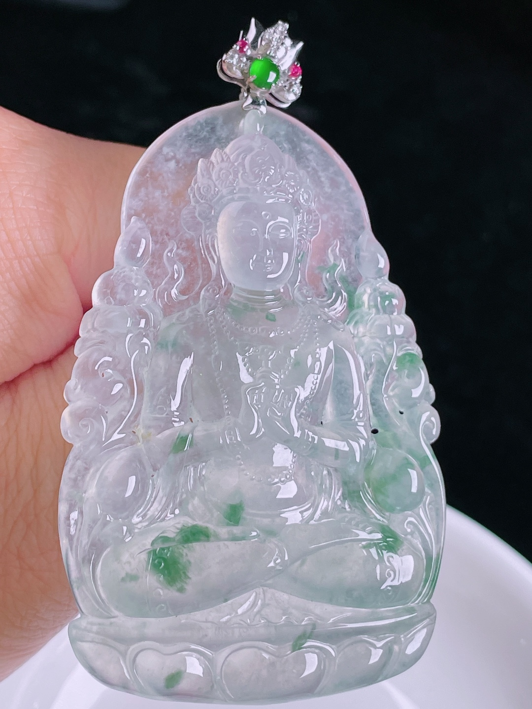 ️度母，18k镶嵌，老种起光，细底通透，尺寸：75裸石65/44.3/6.4mm0912