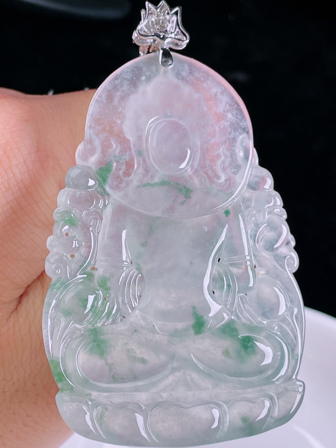 ️度母，18k镶嵌，老种起光，细底通透，尺寸：75裸石65/44.3/6.4mm0912