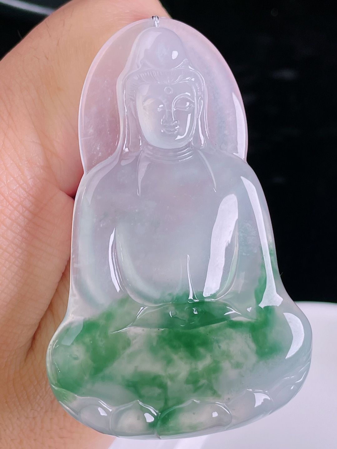 ️飘花素衣观音，老种起光，细底通透，尺寸：65.7/42.6/5.8mm0912