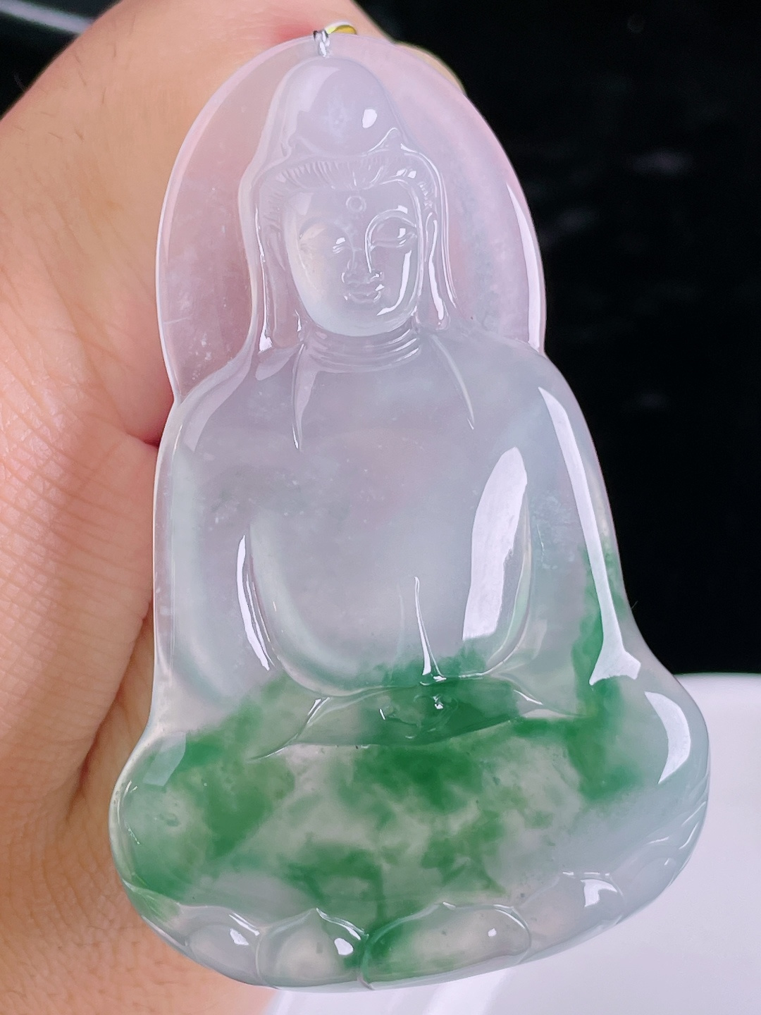 ️飘花素衣观音，老种起光，细底通透，尺寸：65.7/42.6/5.8mm0912