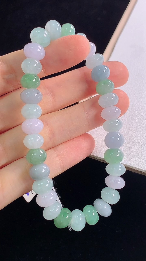 冰飘绿手链，尺寸:9.1-5.4mm 6
