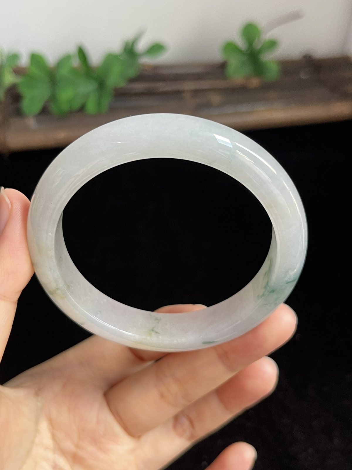 正圈55.8圈口，翡翠冰糯种飘花手镯