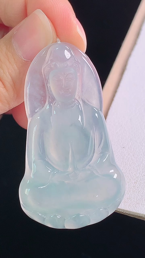 ️冰种观音，无裂，尺寸:49.9-29.0-5.1mm 9