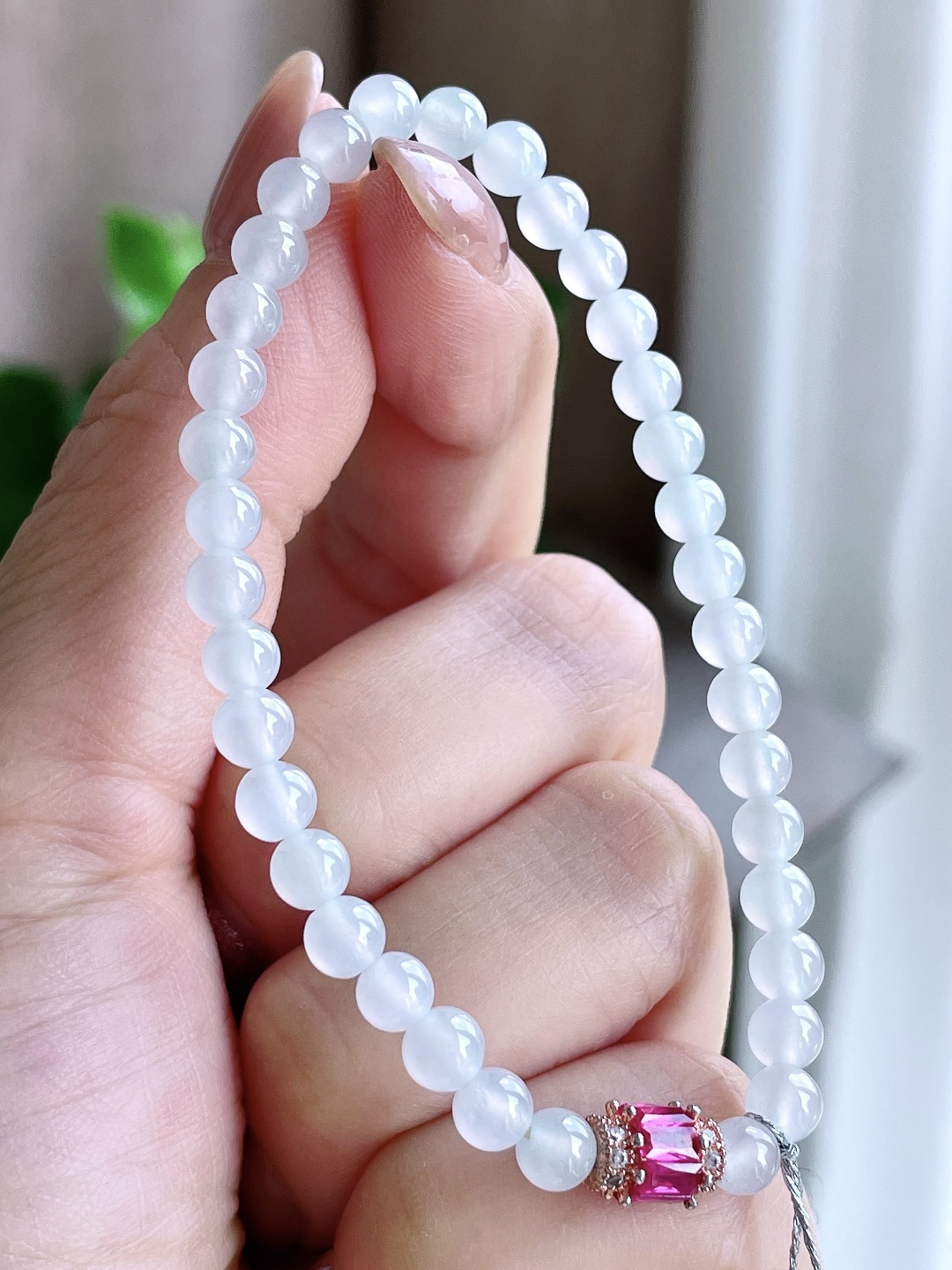 【珠子】糯冰手串圆珠珠子手串 【说明】缅甸 性比高 【尺寸】4.9mm 【重量】8.3克